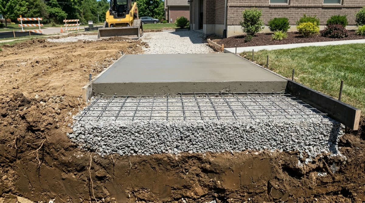 Step 3: 6x6 wire mesh with fresh concrete pour